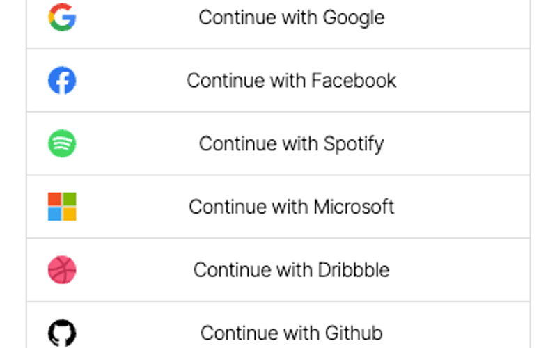Social Login Dropdown