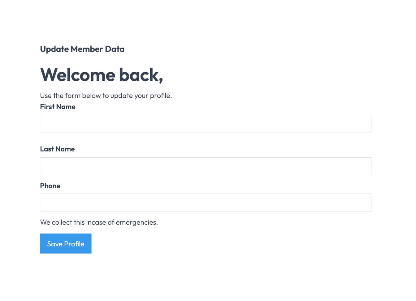Unstyled Profile Form