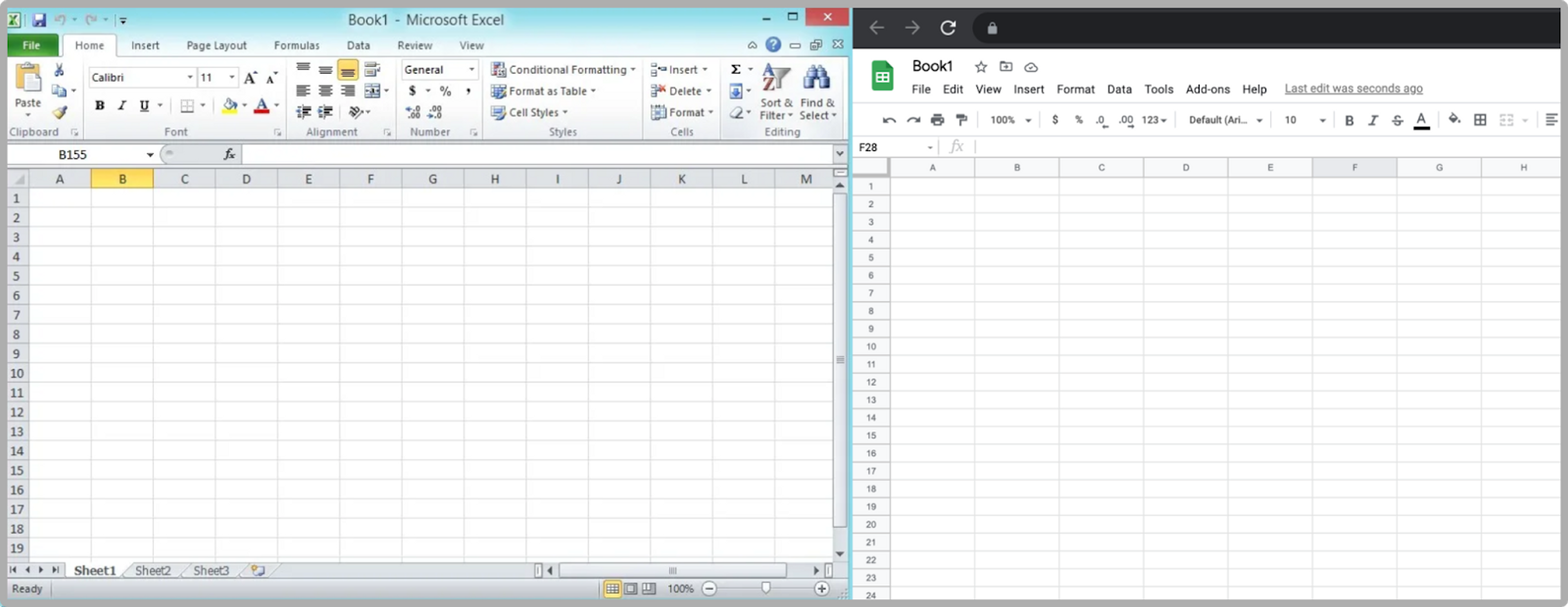Google Sheets works in-browser