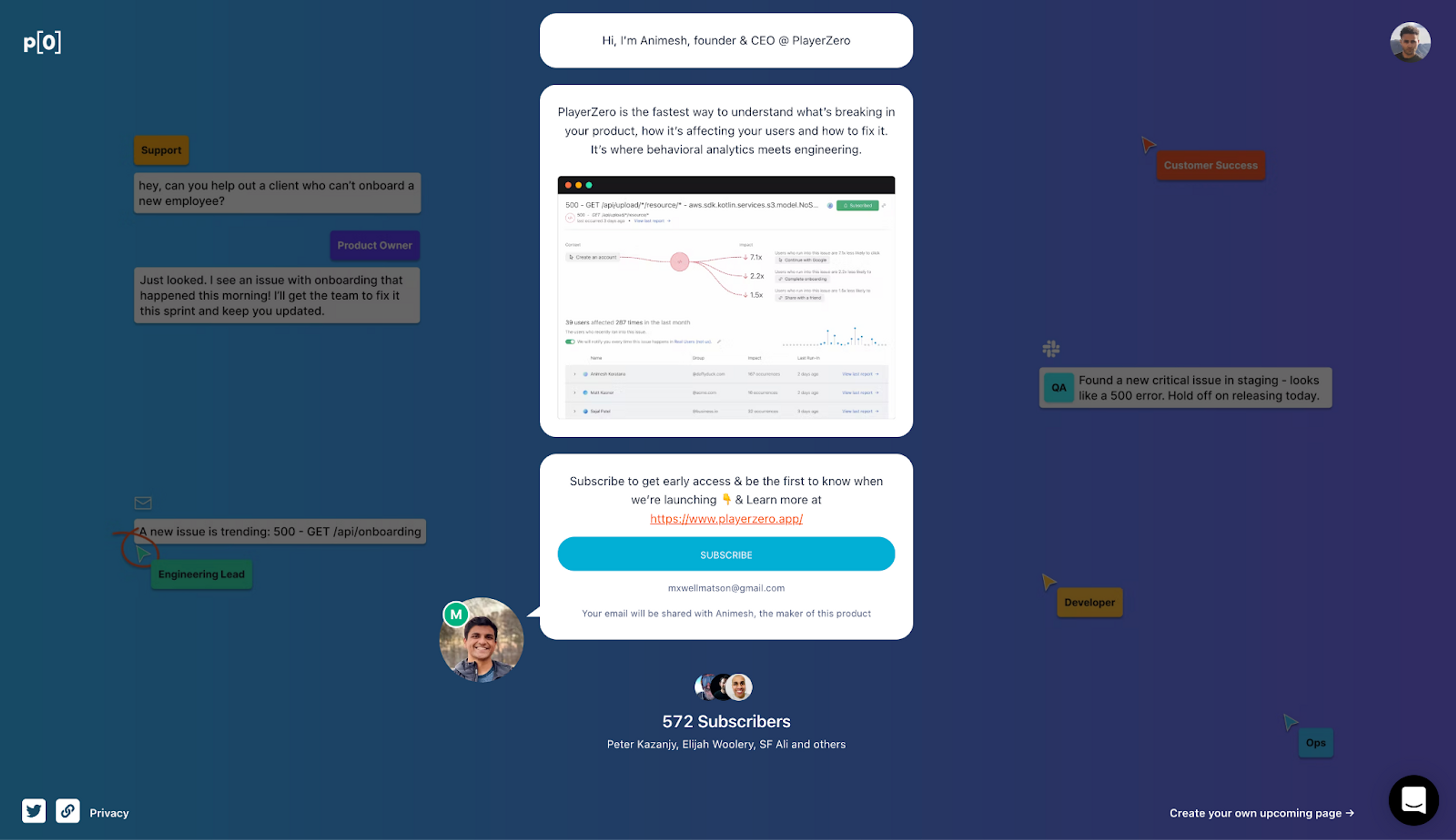Product Hunt landing page