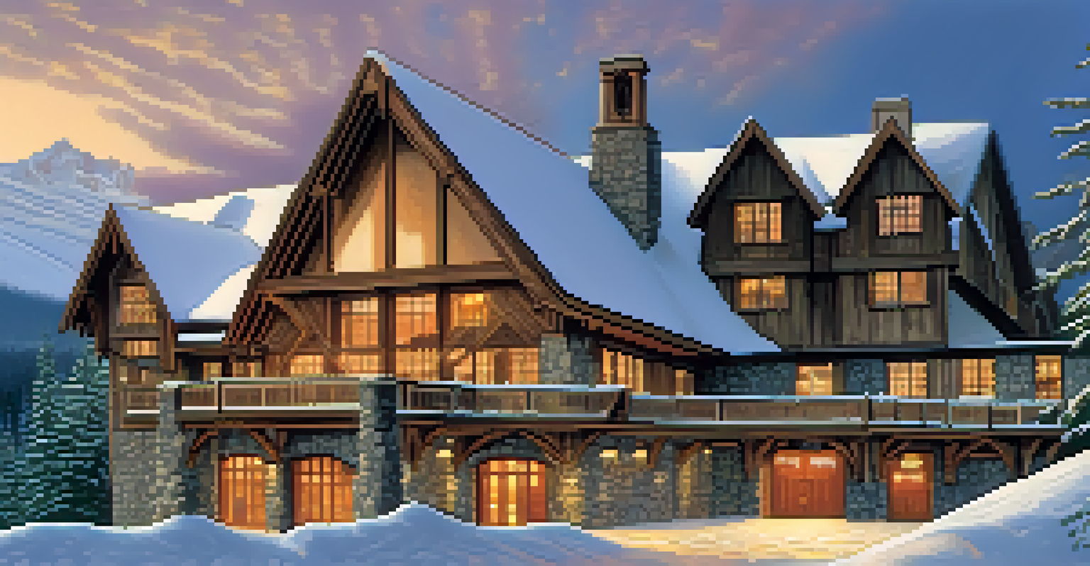 Timberline Lodge with rustic architecture surrounded by snow-capped mountains.