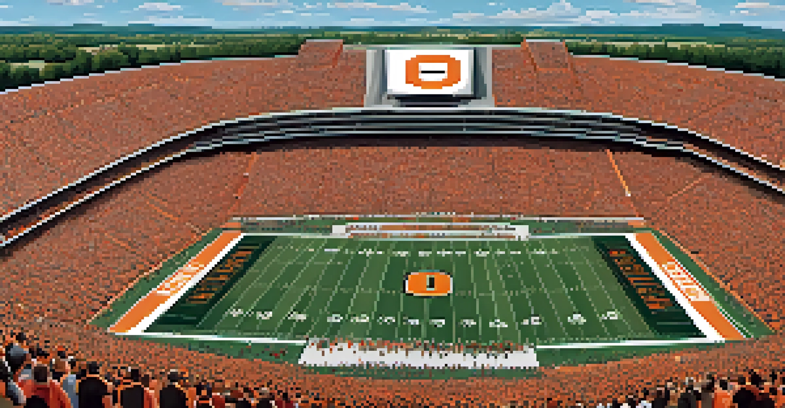 Aerial view of a football game at Reser Stadium, with enthusiastic fans and players on the field, capturing the excitement of college sports.