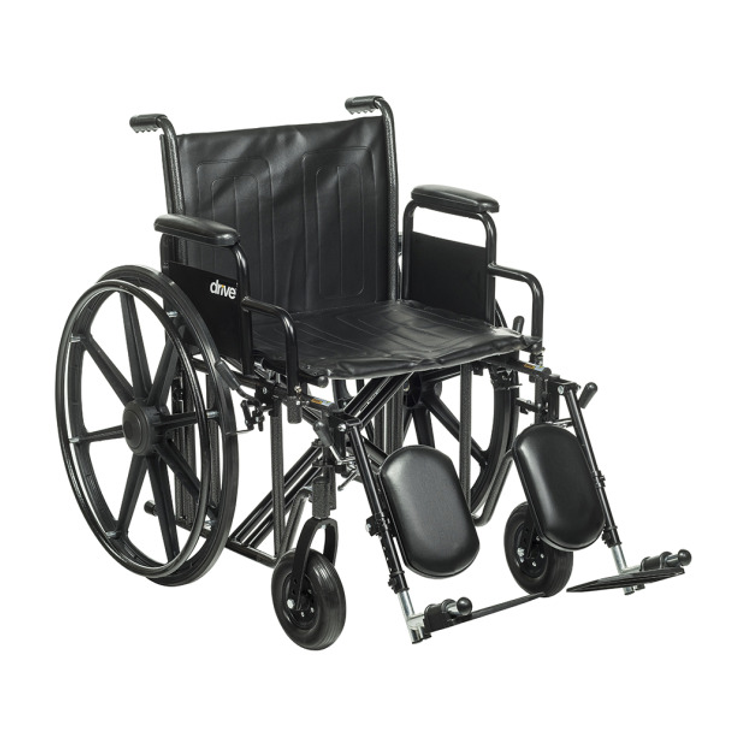 Manual Wheelchair - 500 lbs. Heavy Duty (20",22",24")