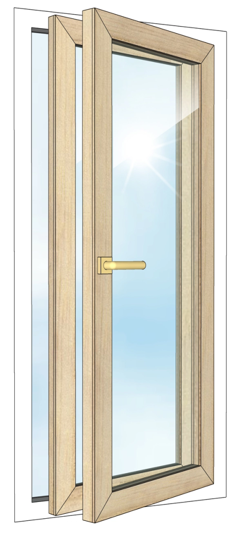 Kaksilasinen tuuletusikkuna kahvalla