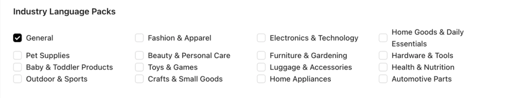 Industry Language Packs for Shopify