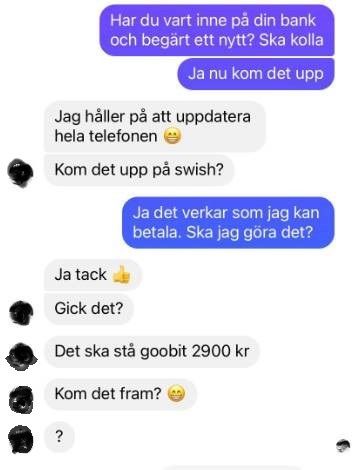 Swish-bedrägerier på messenger