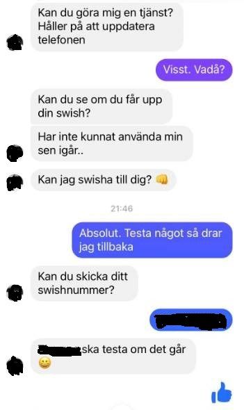 Swish-bedrägerier på messenger