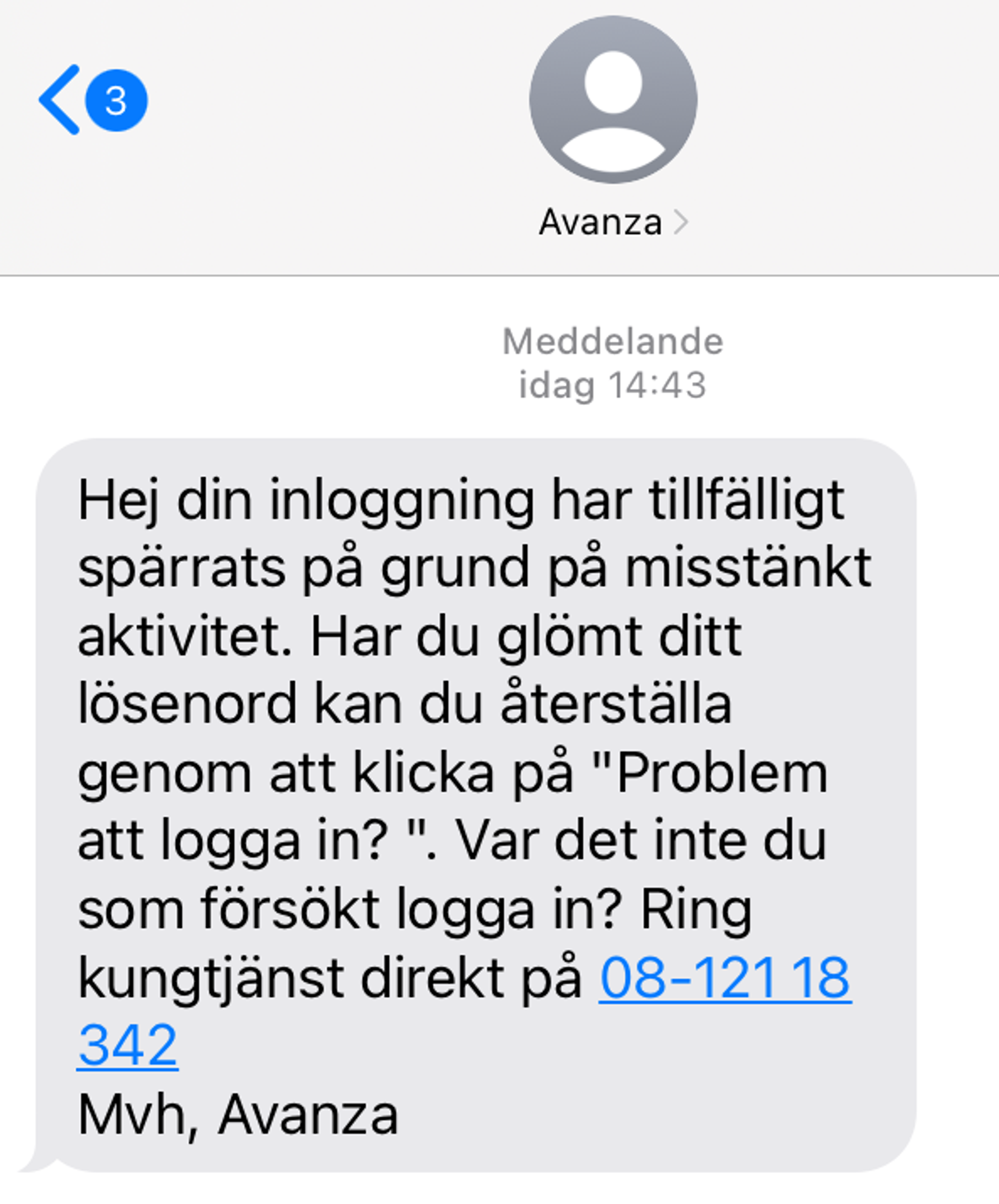 Avanza varnar för falska sms