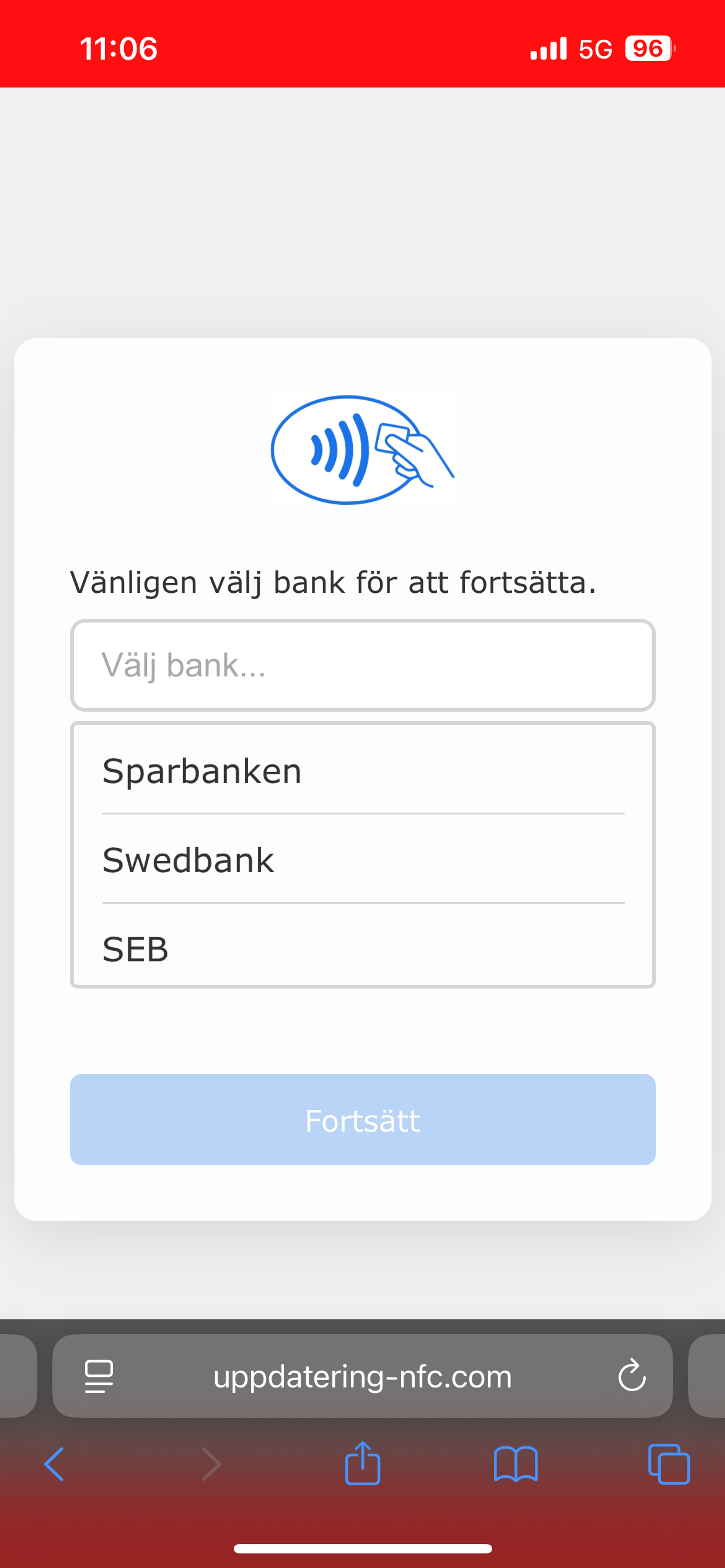 De senaste dagarna har vi sett en ökning av bluffsms som uppmanar användaren att skriva in sina bankkortuppgifter via en bifogad länk.