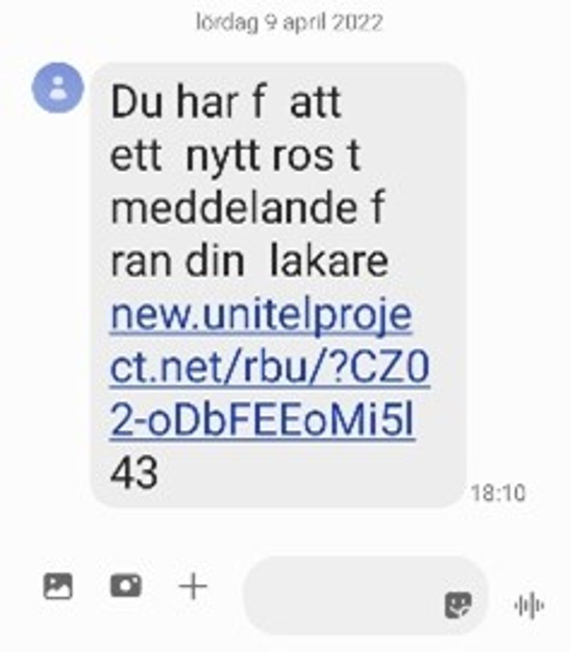 Klicka inte på länken, radera SMS från din telefon.