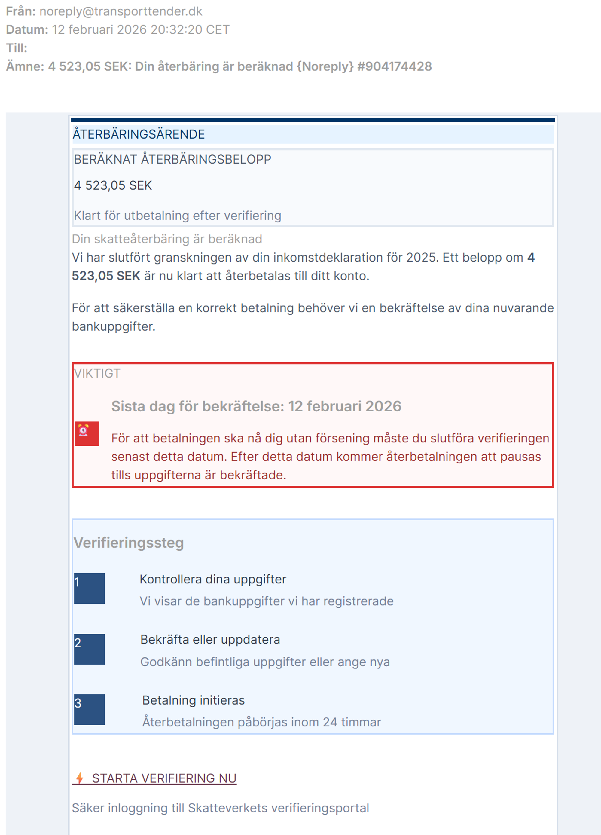 Just nu förekommer det falska utskick på återbäringar i Skatteverkets namn.