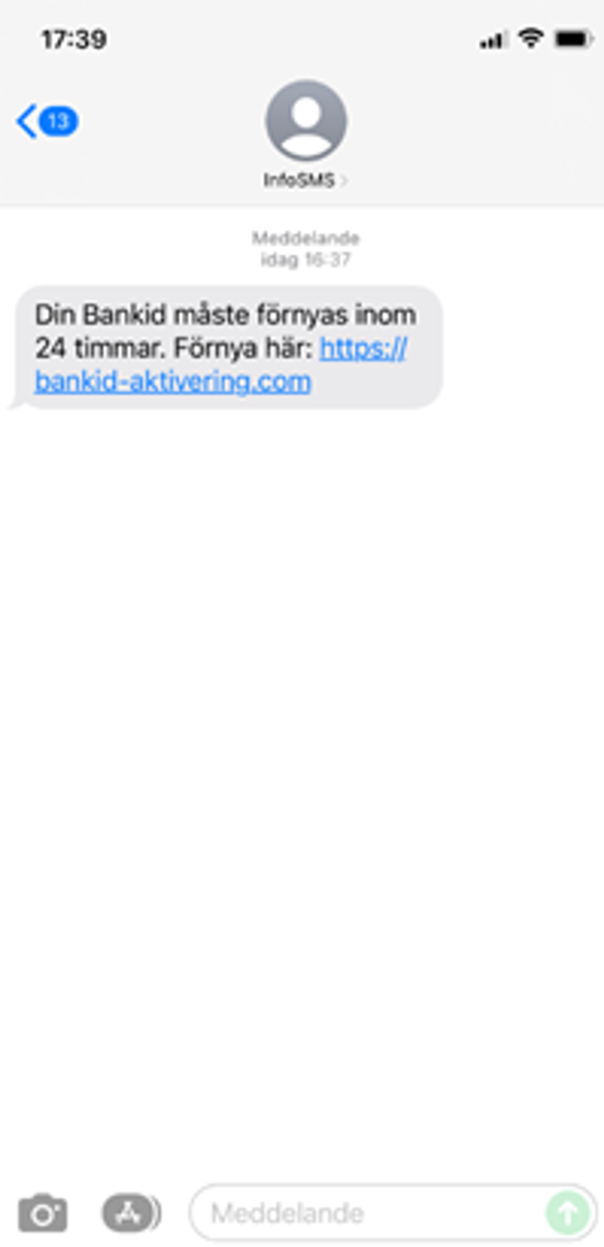 Just nu ser man en ökning av falska sms-utskick som ser ut att komma ifrån BankID eller InfoSMS. 