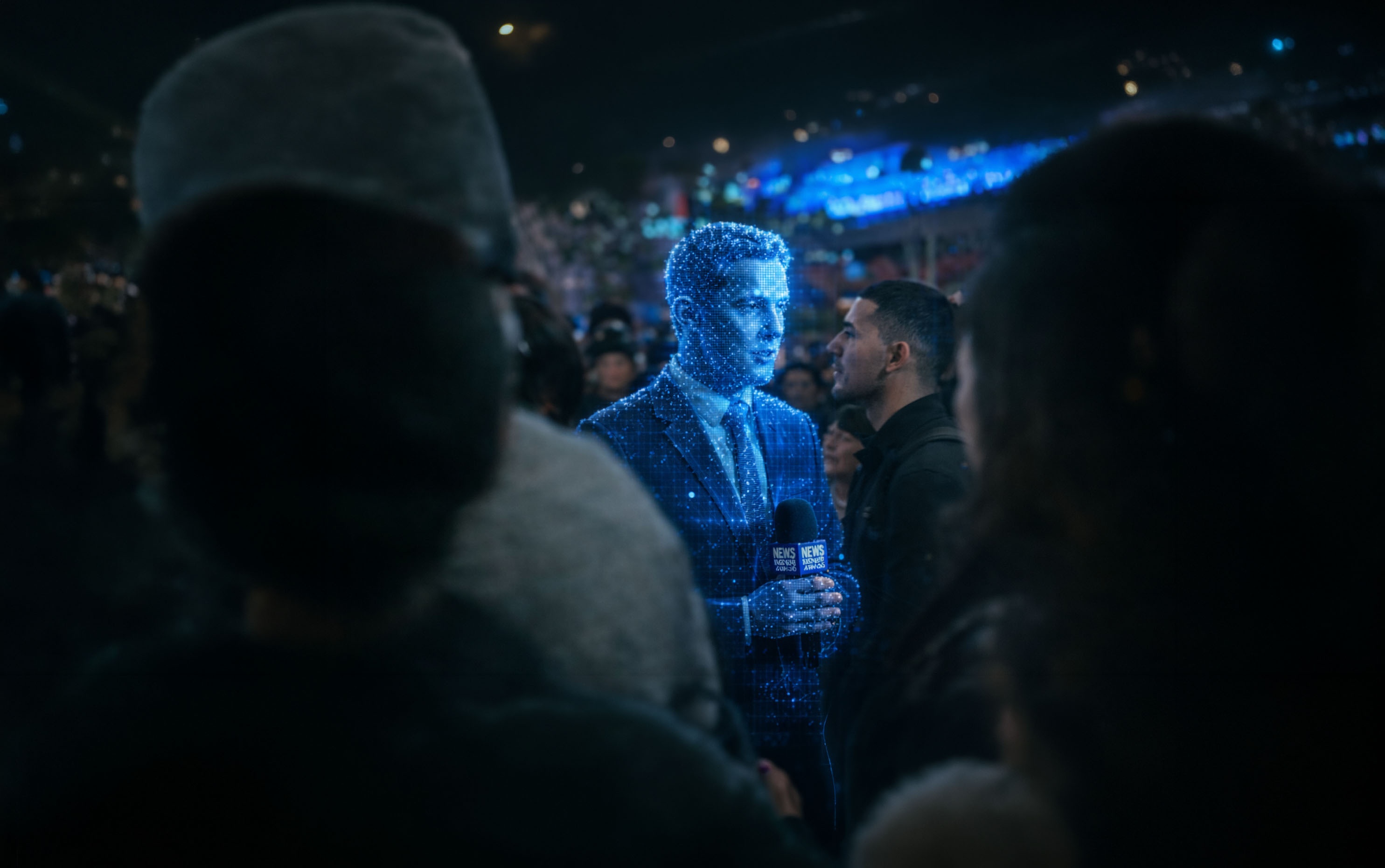 Kollage med manipulerade bilder på politiker i SVT Agenda och TV4 Nyhetsmorgon. Texten ”bluff” är stämplad ovanpå.