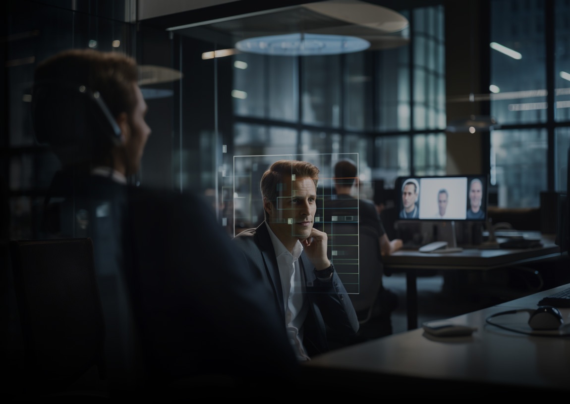 en man som analyseras med AI för att skapa deepfake