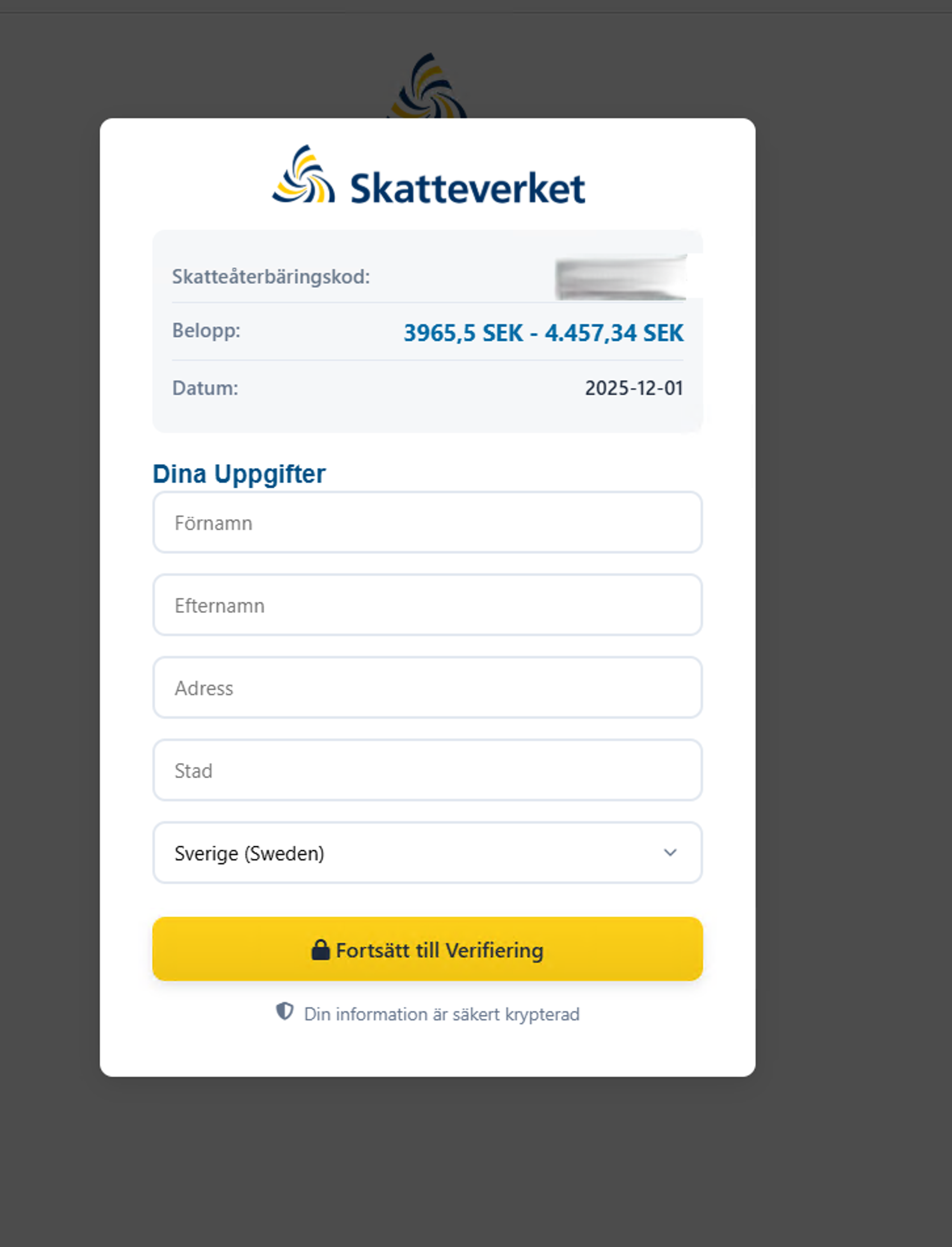 Bluffmejl Skatteverket