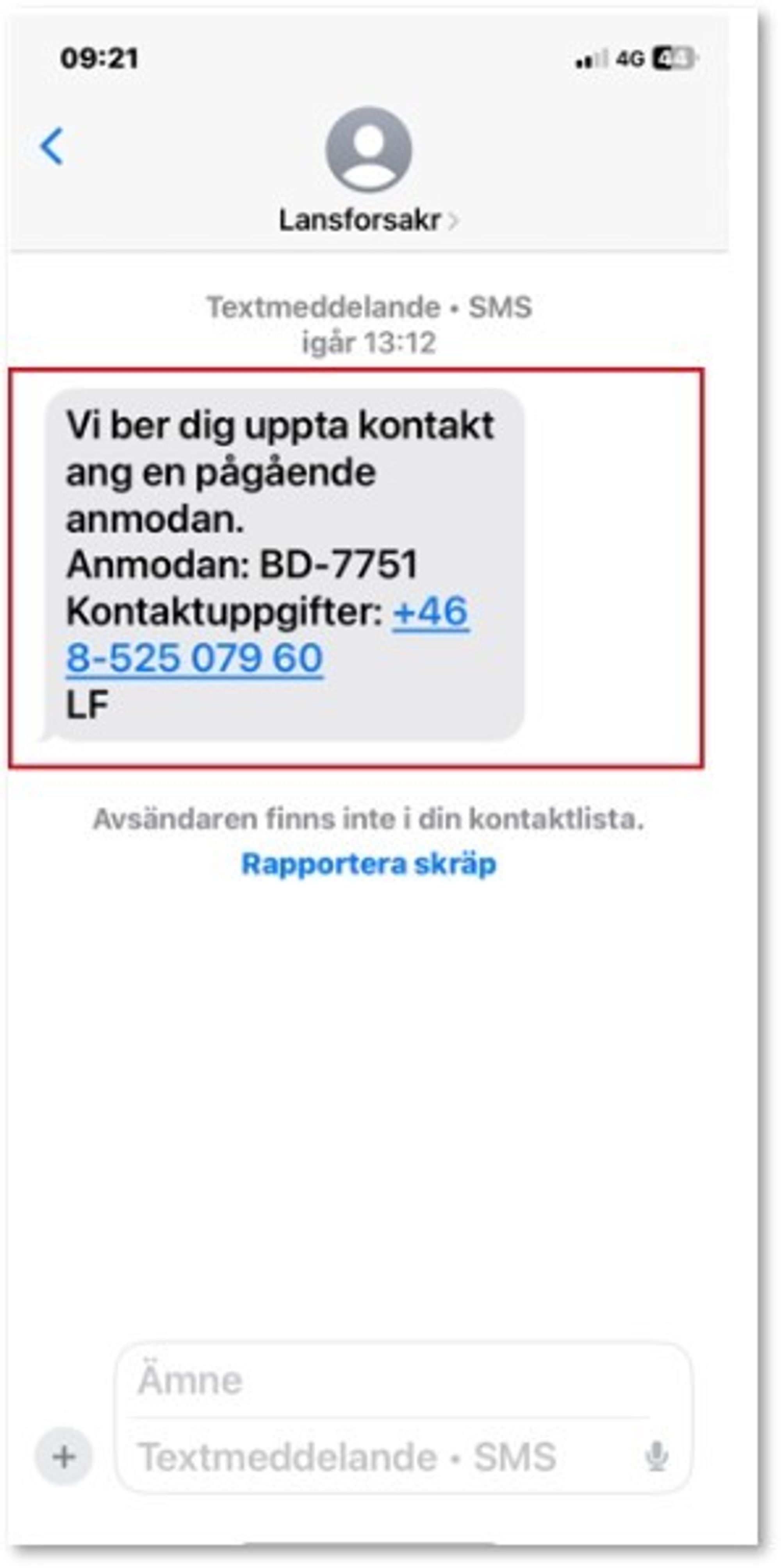 Just nu cirkulerar falska sms som ser ut att komma från Länsförsäkringar.