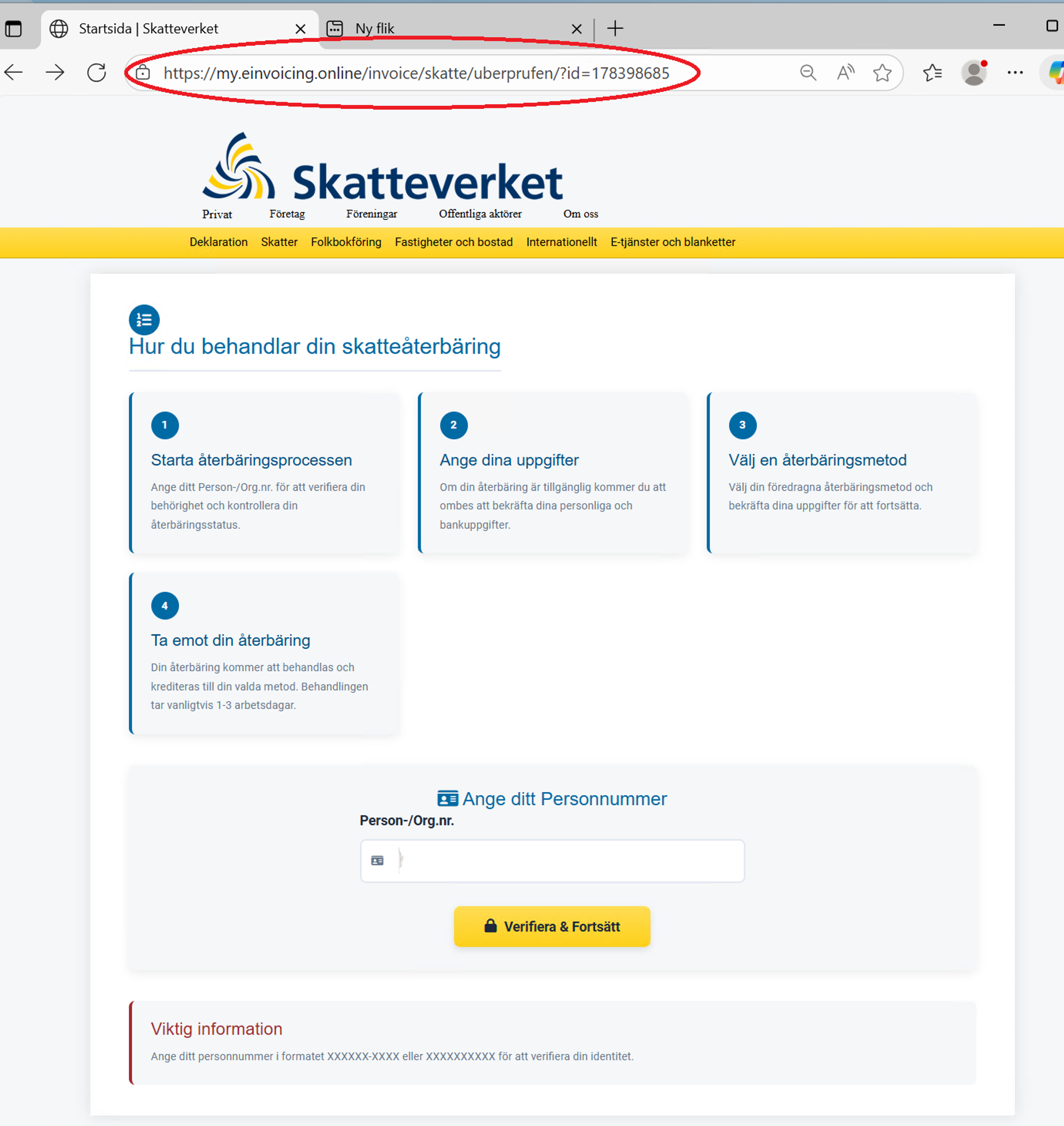 Bluffmejl Skatteverket