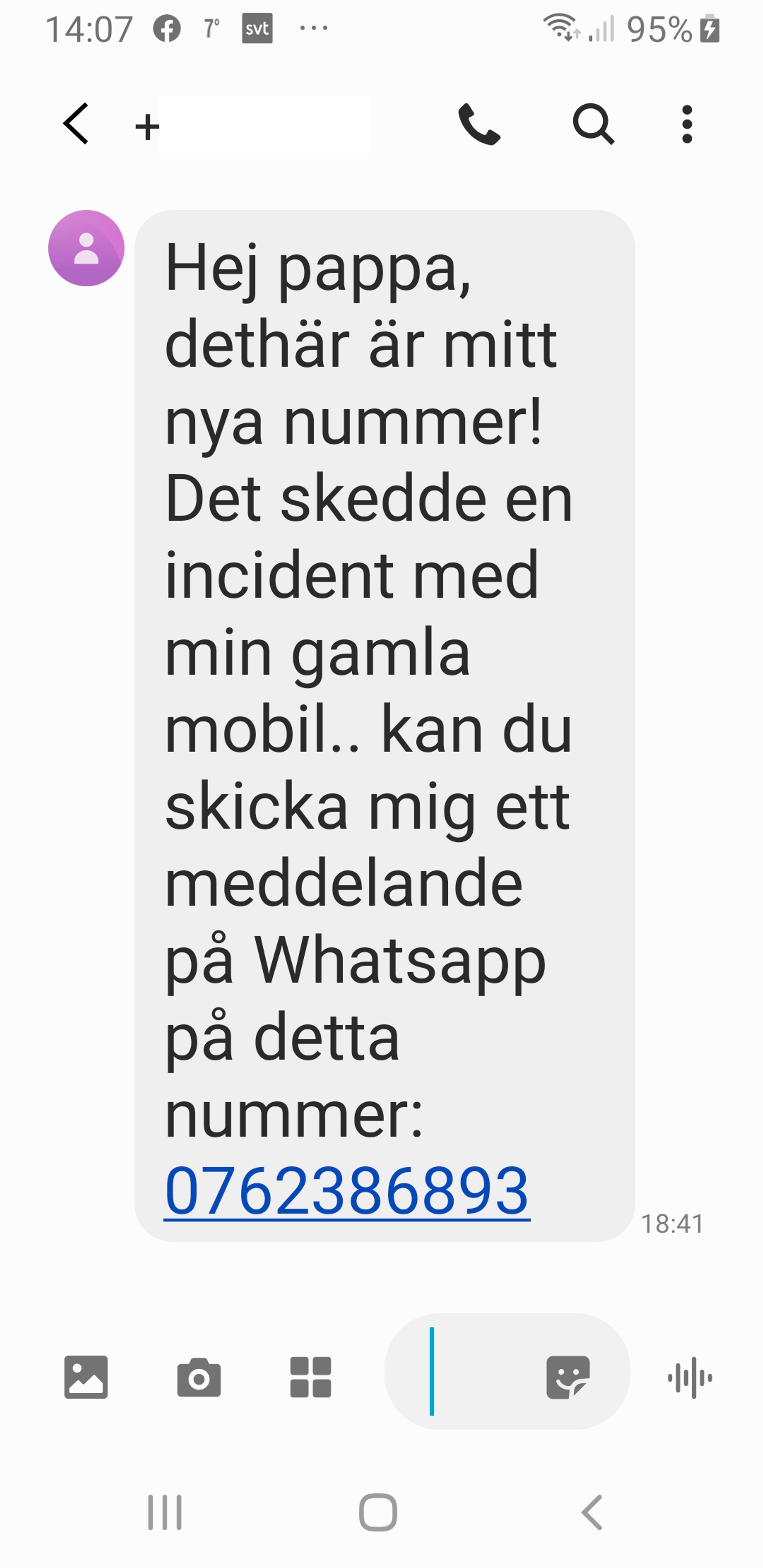 Varning för sms från "ditt barn"