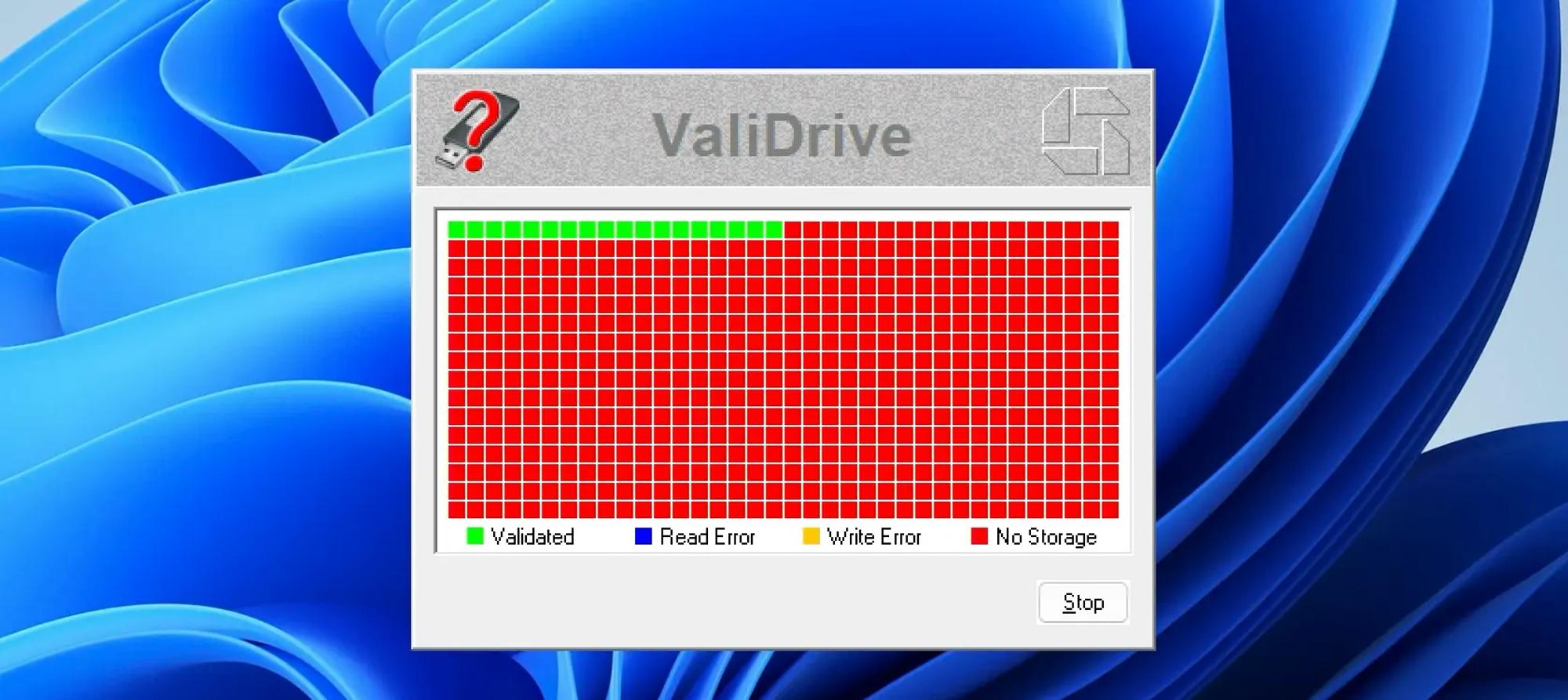 Skärmavbild av Validrives rapport. Rutnätet visar fler röda än gröna rutor.
