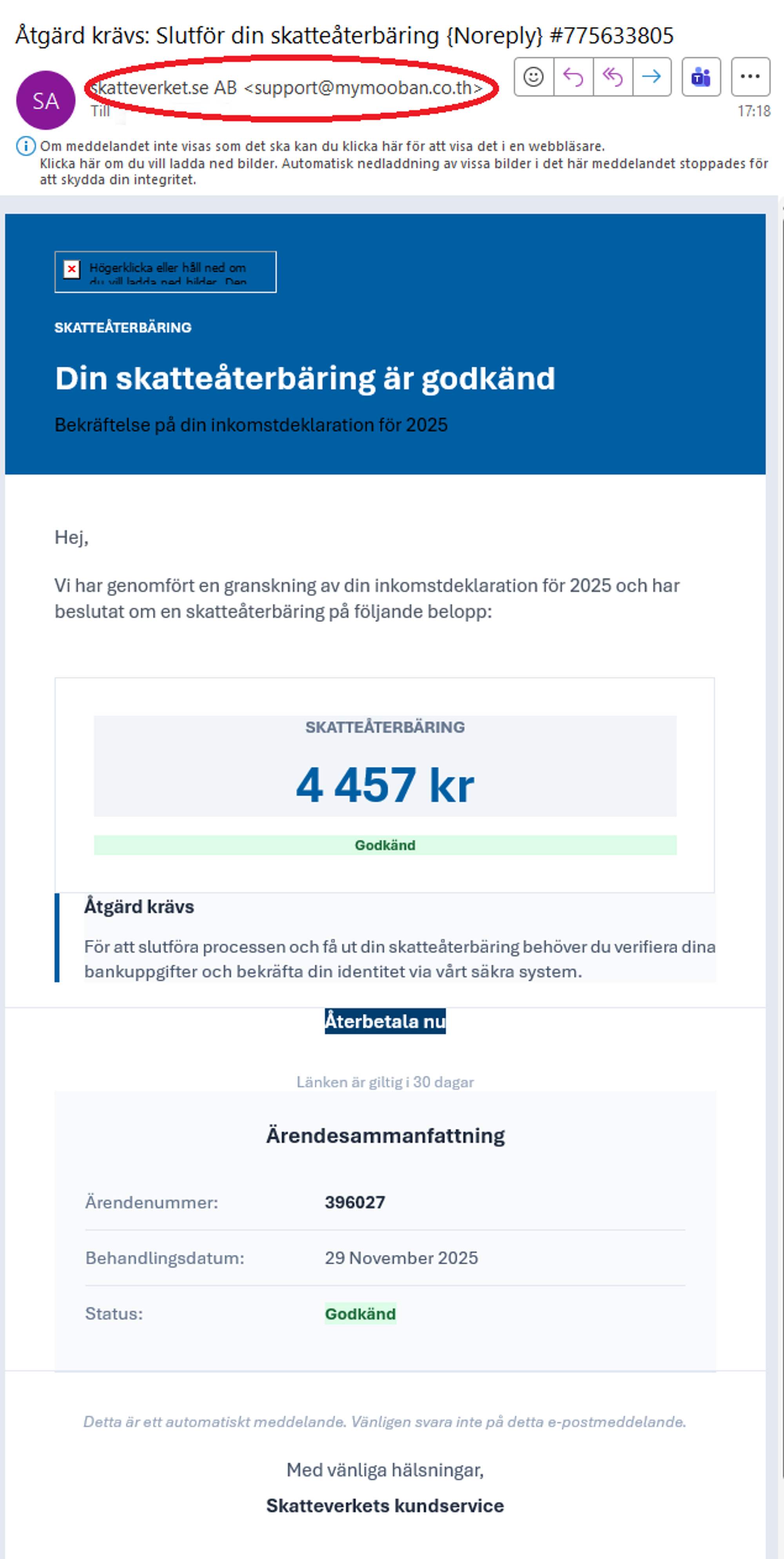 Bluffmejl Skatteverket