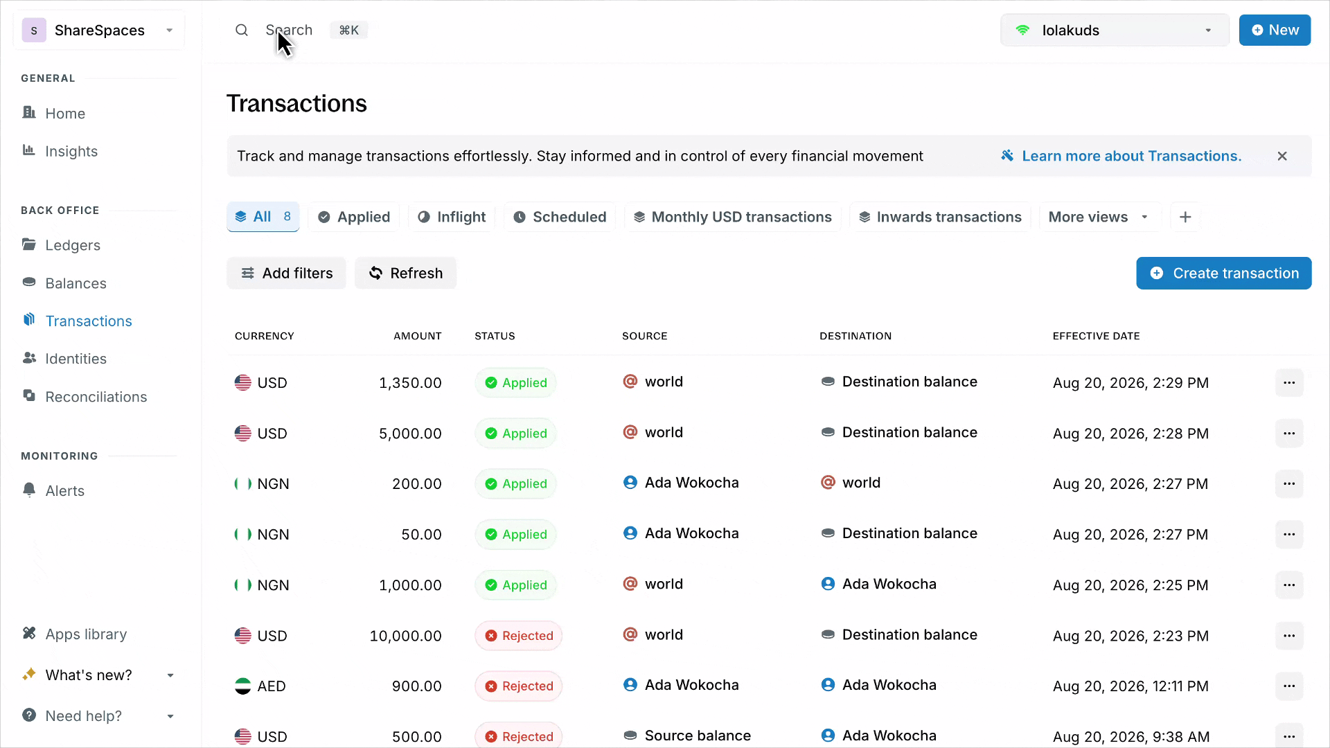 Search and jump directly to a transaction using only transaction ID in Blnk Cloud