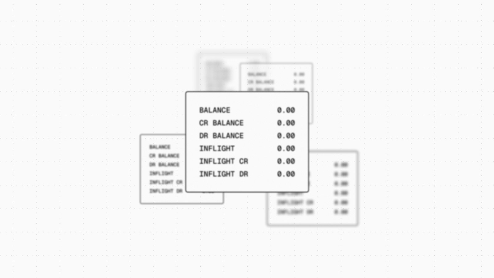 A ledger balance sheet showing posted, credit, debit, and inflight balances.
