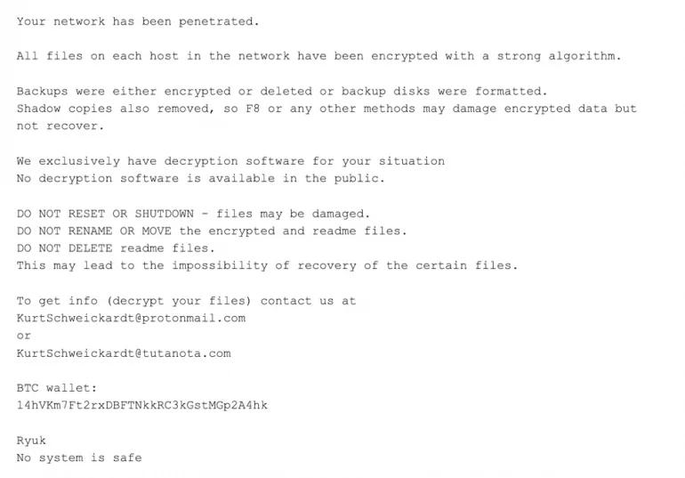 Ryuk ransomware