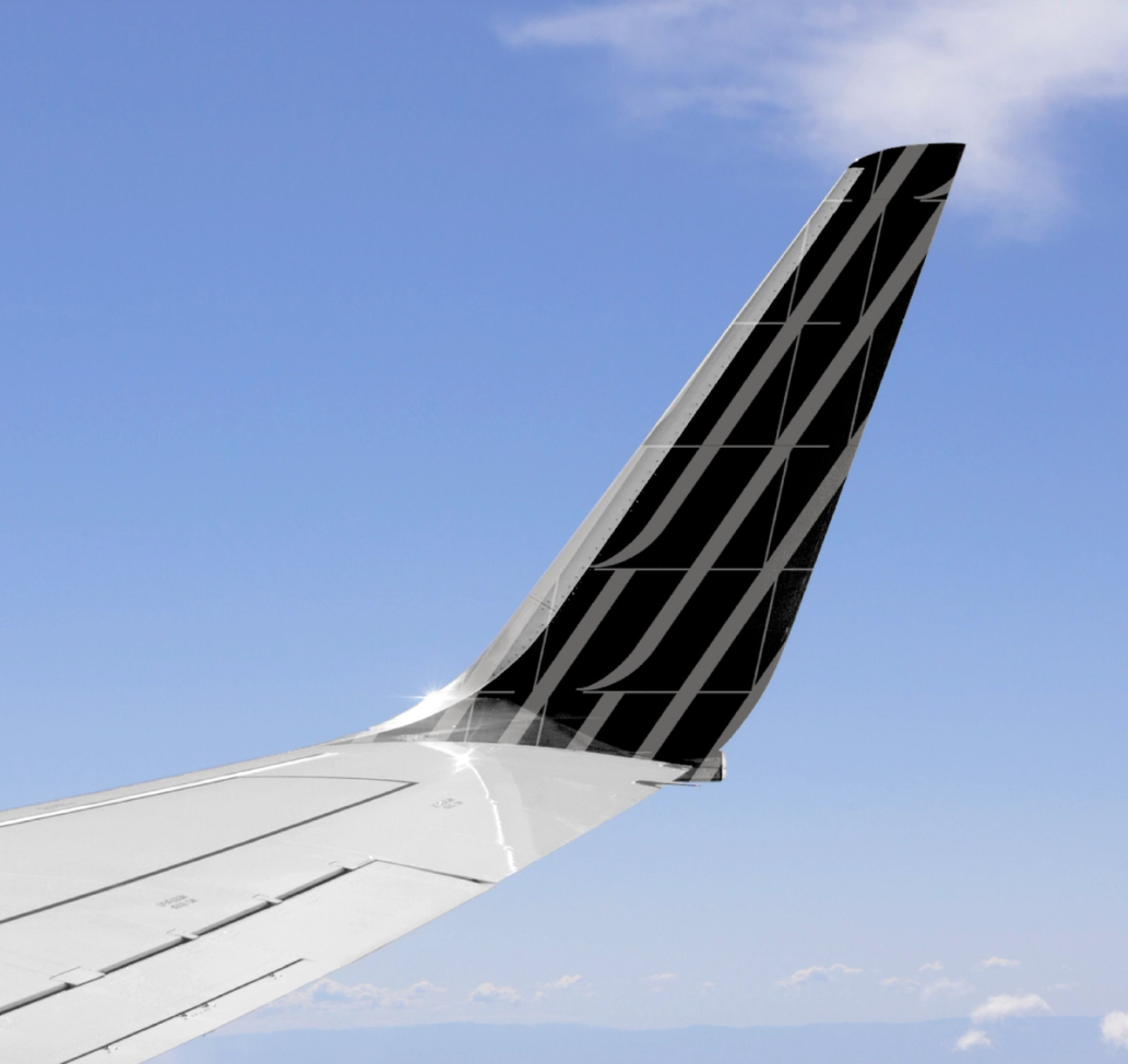 the tail of a jet with the letters JTW on it