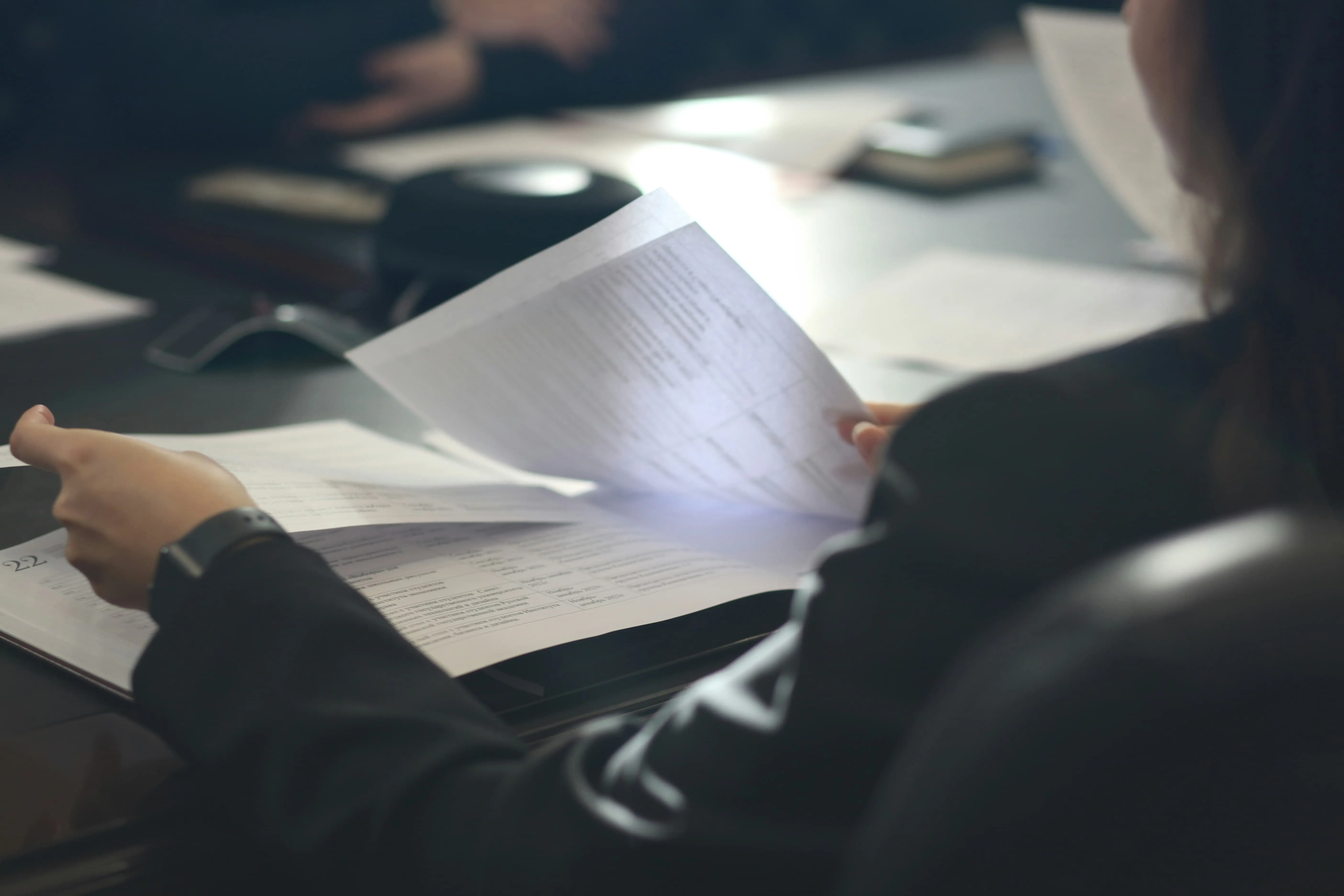 Person reviewing documents 