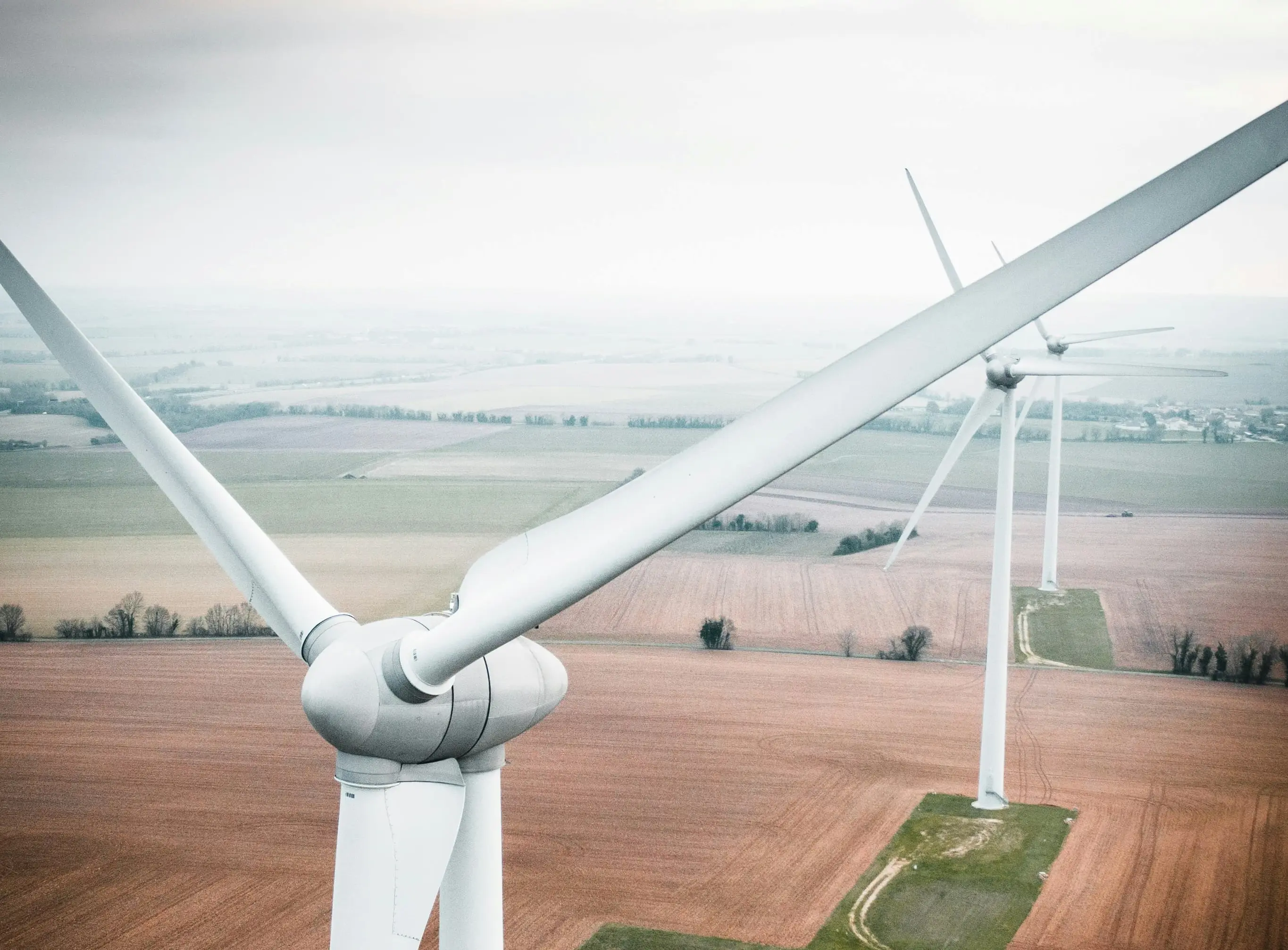 Wind farm in rural setting