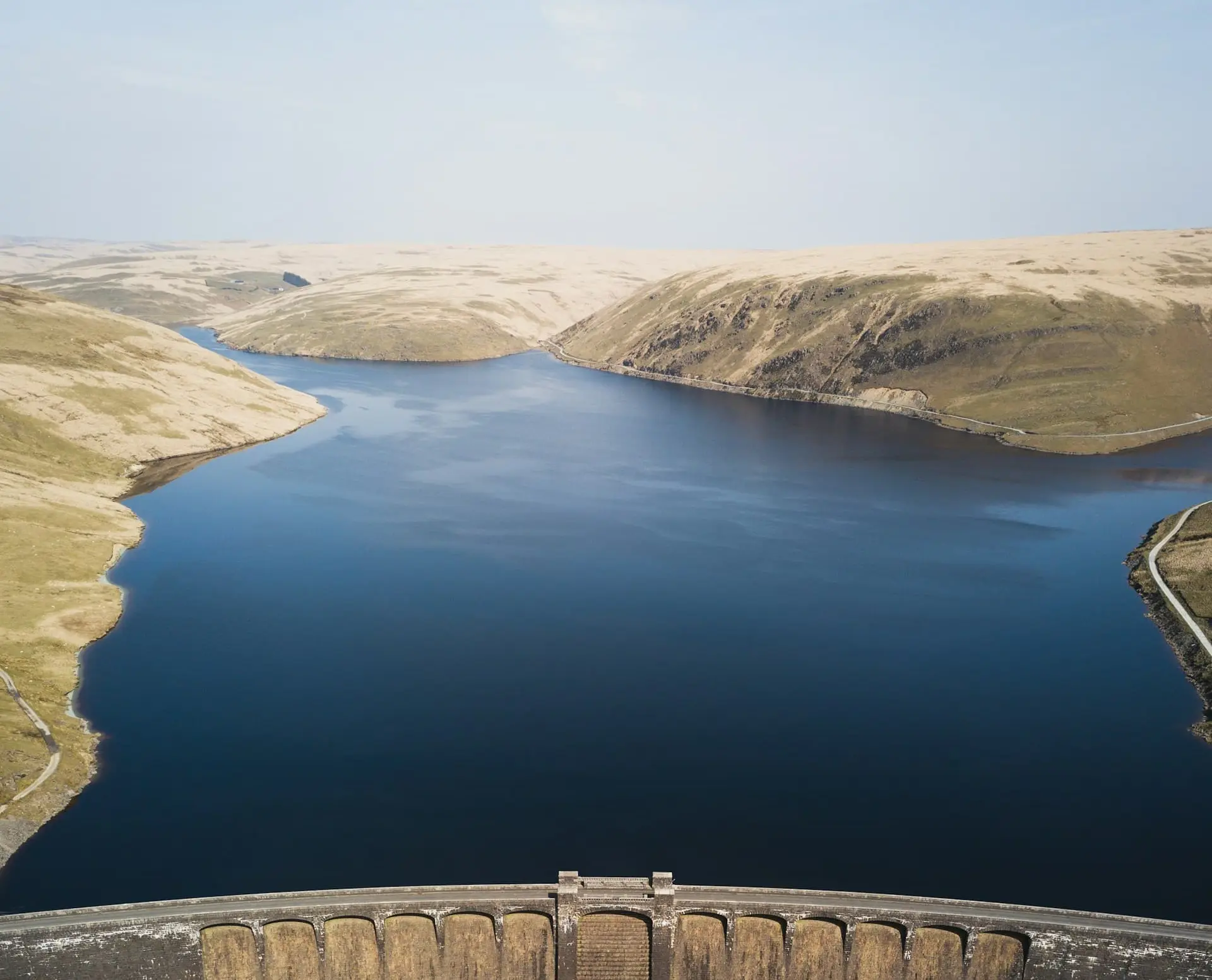 Aerial photo of reservoir during daytime