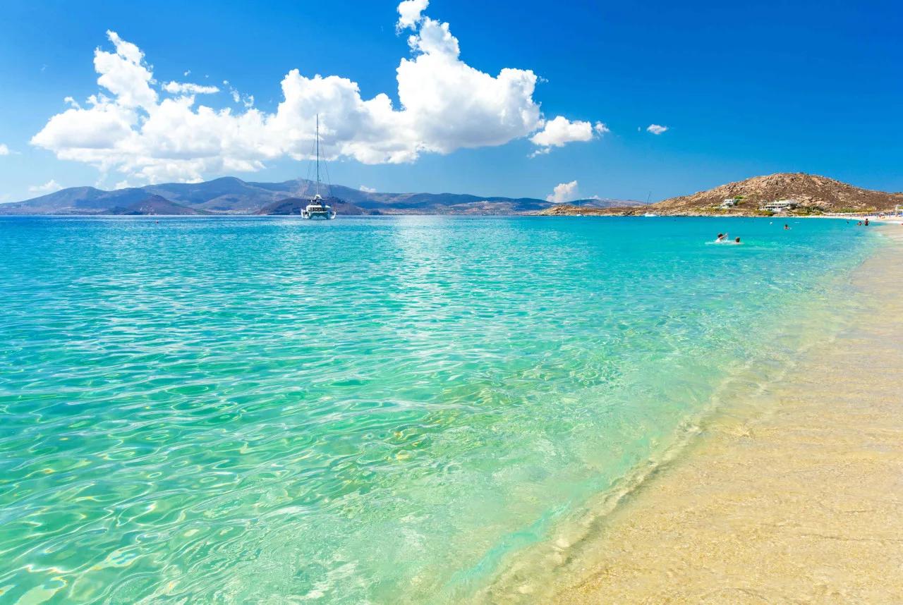 Turquoise Waters and Sandy Beach, Naxos, Greece