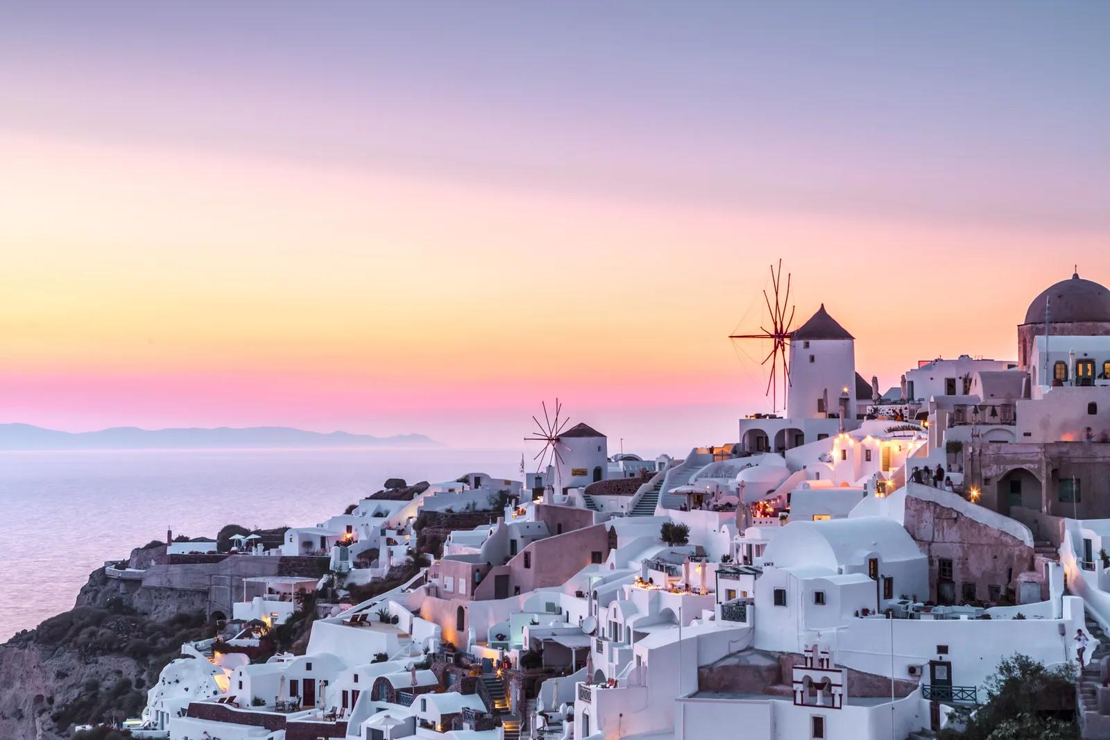 Oia Windmills Sunset, Santorini, Greece