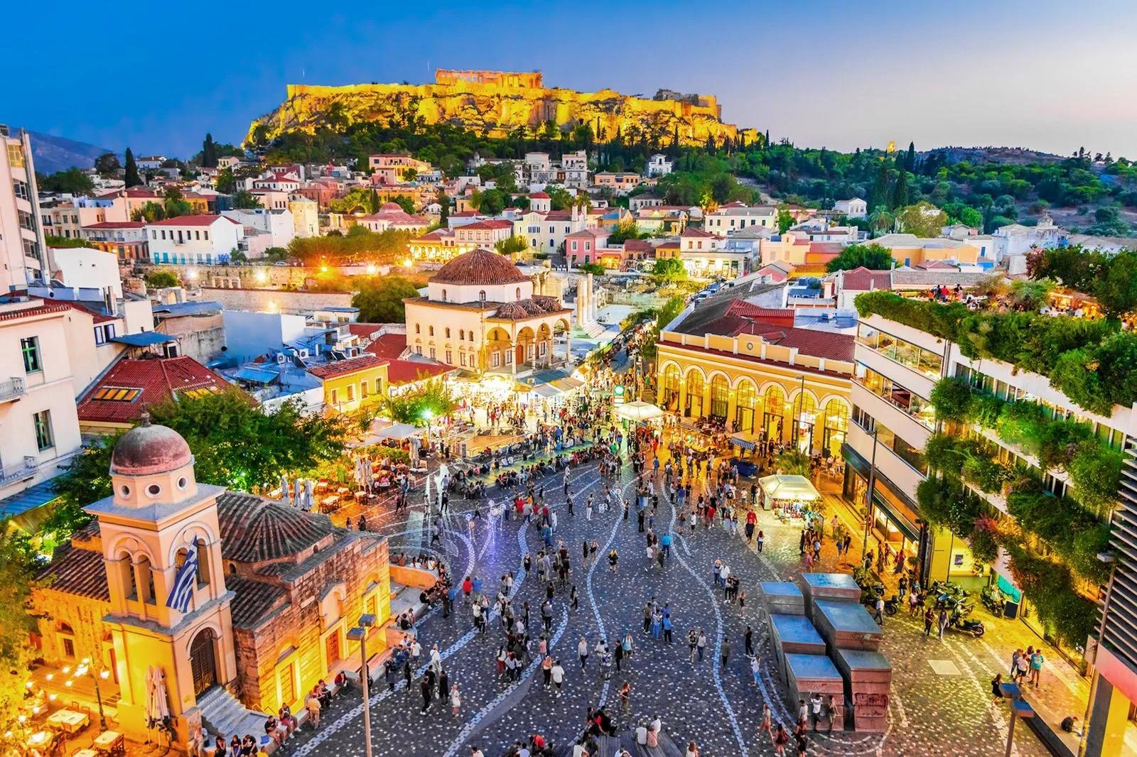 Monastiraki Square Acropolis View, Athens, Greece
