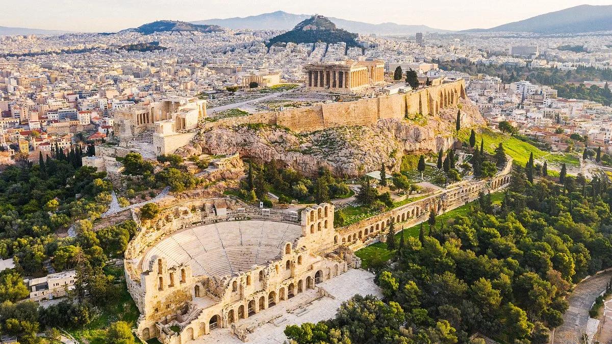 Acropolis of Athens with Parthenon and Odeon of Herodes Atticus, Athens, Greece
