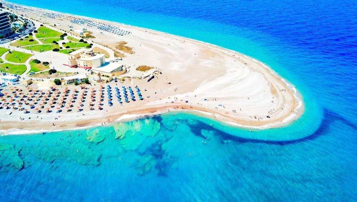 Elli Beach Aerial View, Rhodes, Greece