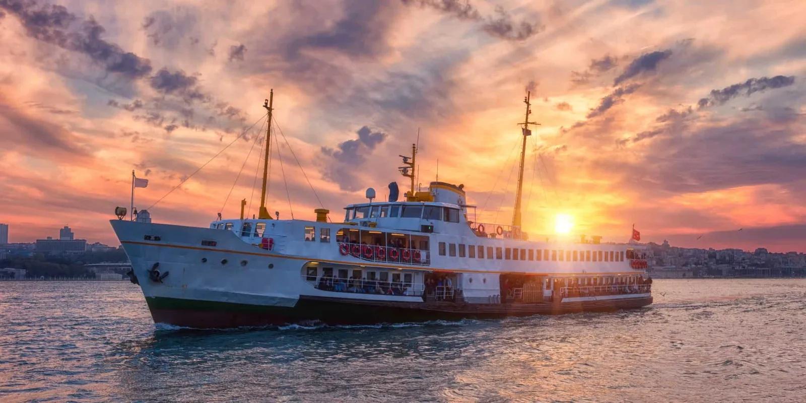 Bosphorus Ferry Sunset, Istanbul, Turkey