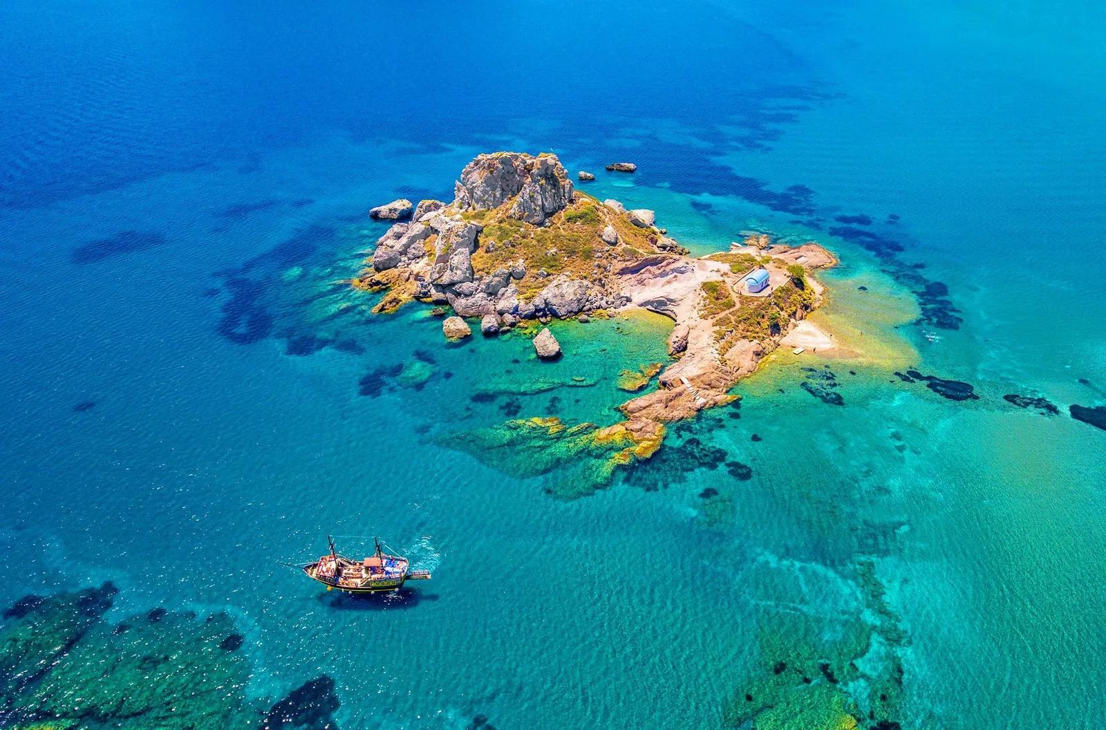 Kastri Island Aerial View, Kos, Greece
