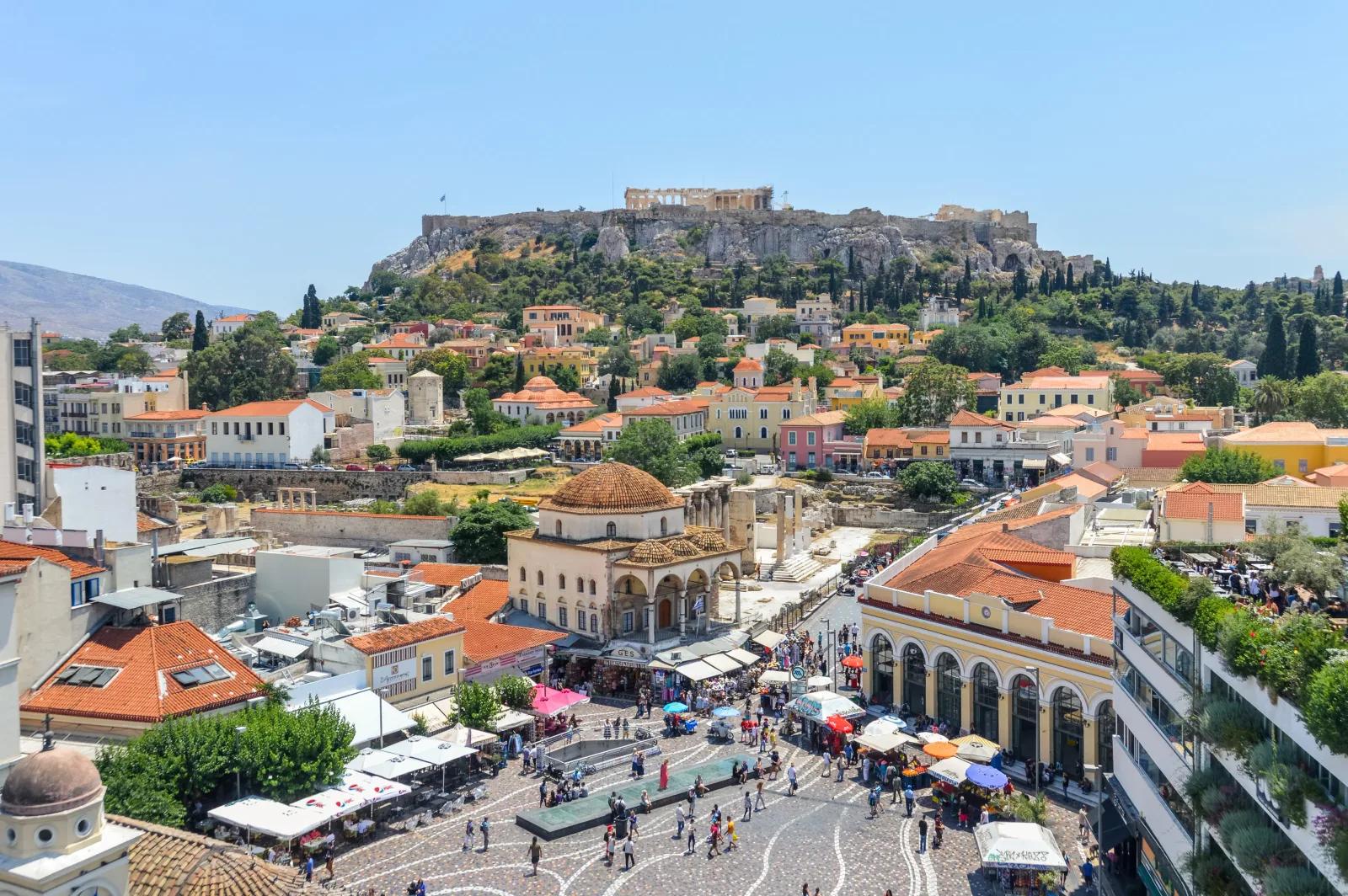 Monastiraki Square Acropolis View, Athens, Greece