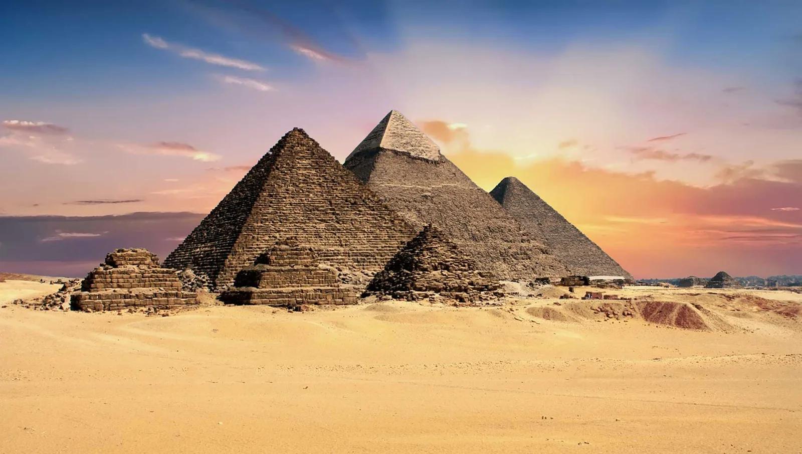 Pyramids Of Giza Sunset, Giza, Egypt