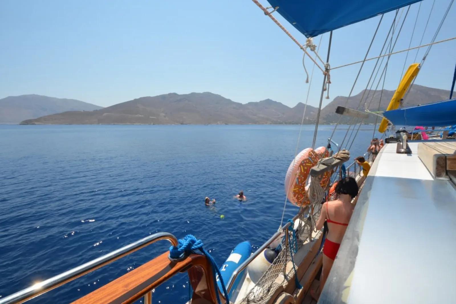 Islands Blue Cruise Boat Swimming, Greek, Greece