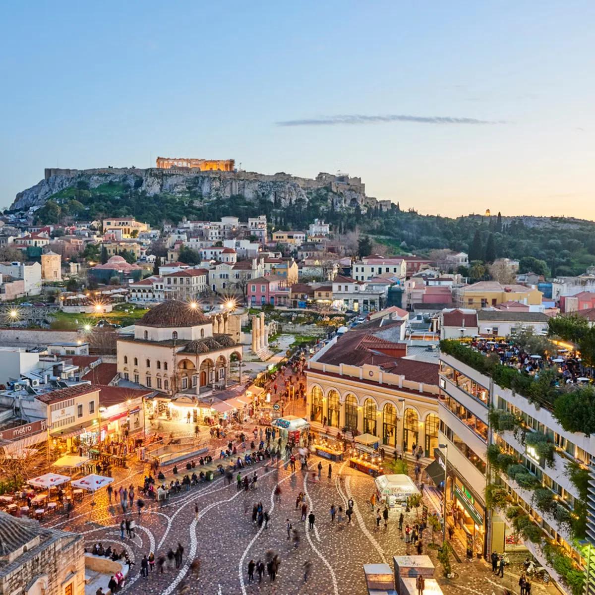 Acropolis and Monastiraki Square, Athens, Greece