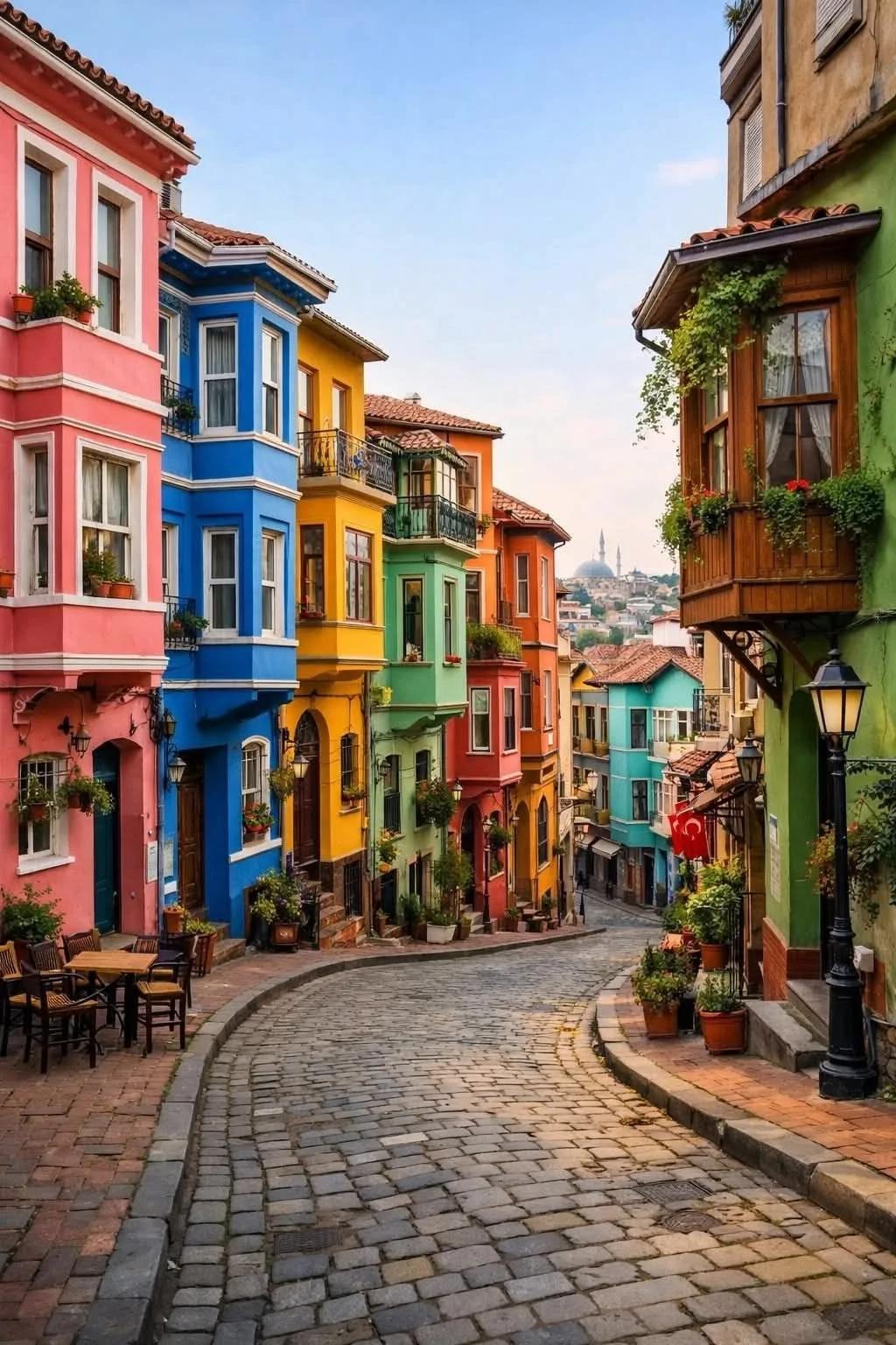 Colorful Balat Houses, Istanbul, Turkey