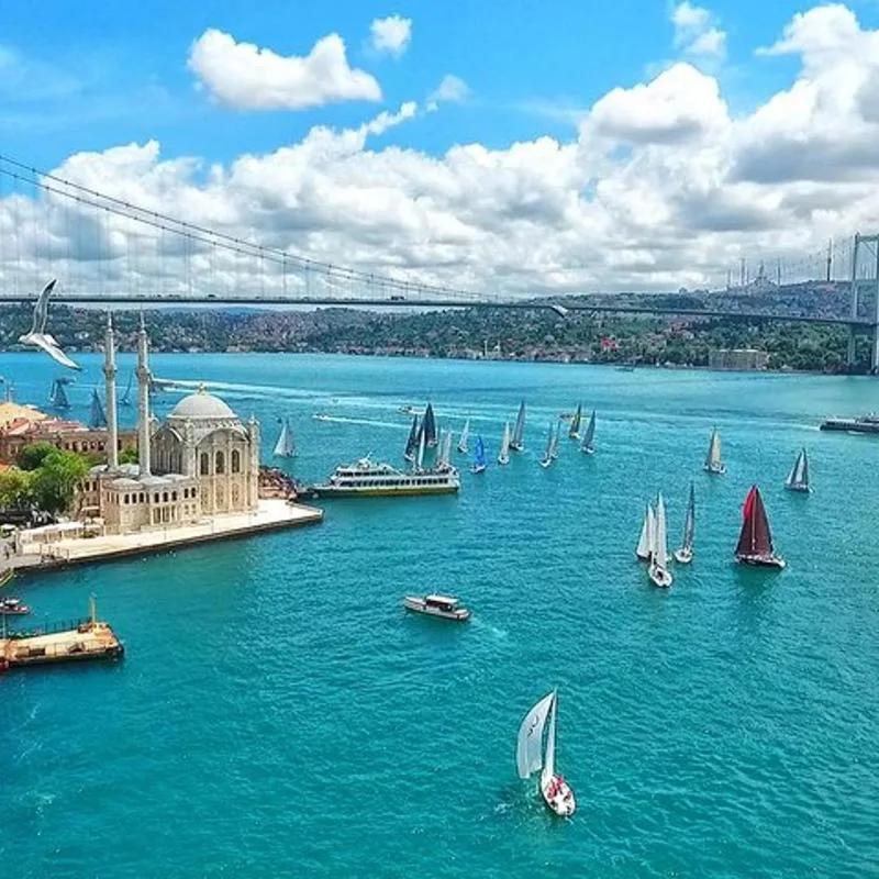 Ortaköy Mosque, Bosphorus Bridge, Sailboats, Istanbul, Turkey