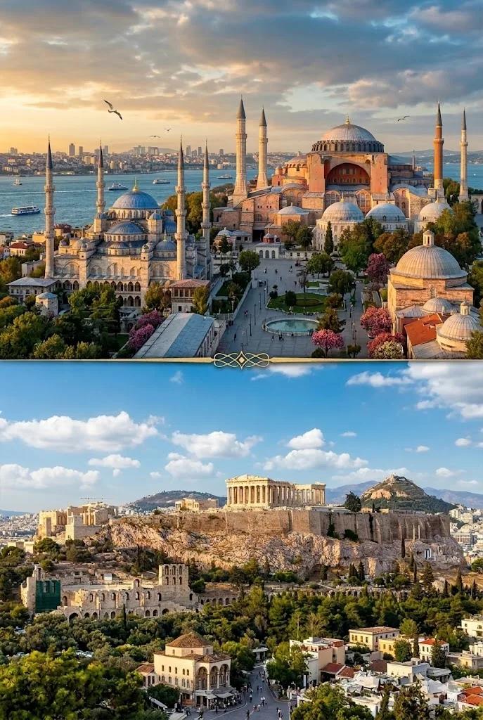 Istanbul Athens Hagia Sophia Acropolis, Greece, Turkey