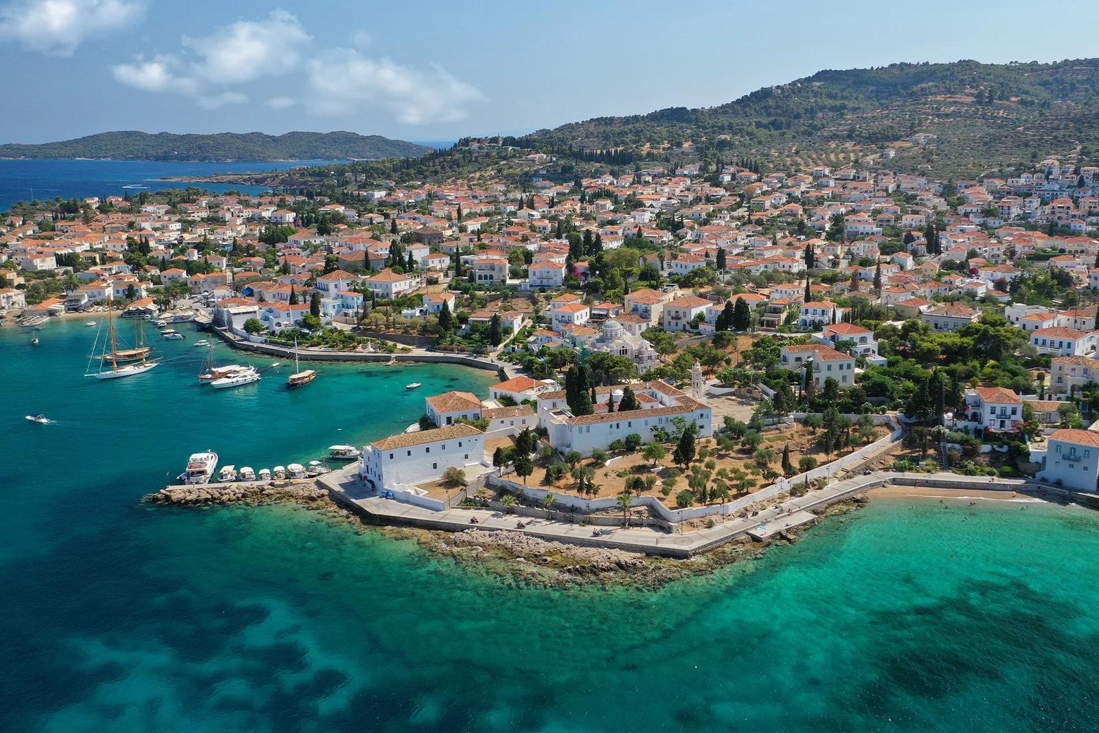 Agios Nikolaos Monastery Aerial View, Spetses, Greece