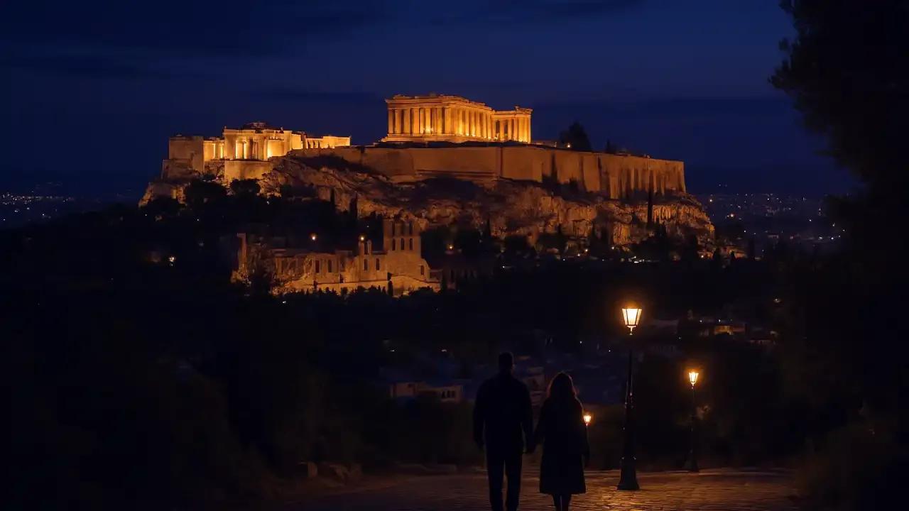 Acropolis Night View, Athens, Greece