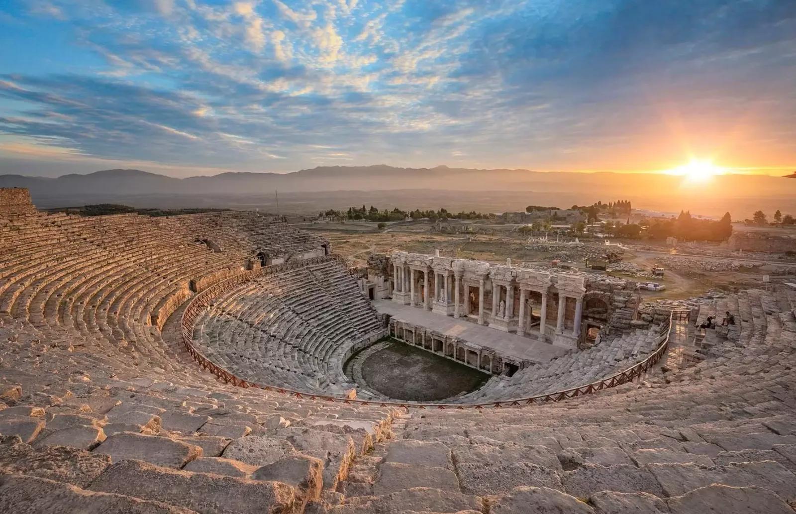 Hierapolis Ancient Theater Sunset, Pamukkale, Turkey