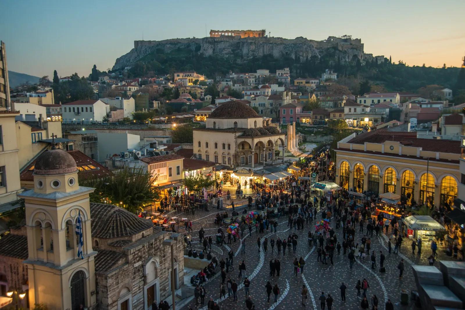 Monastiraki Square Acropolis View, Athens, Greece
