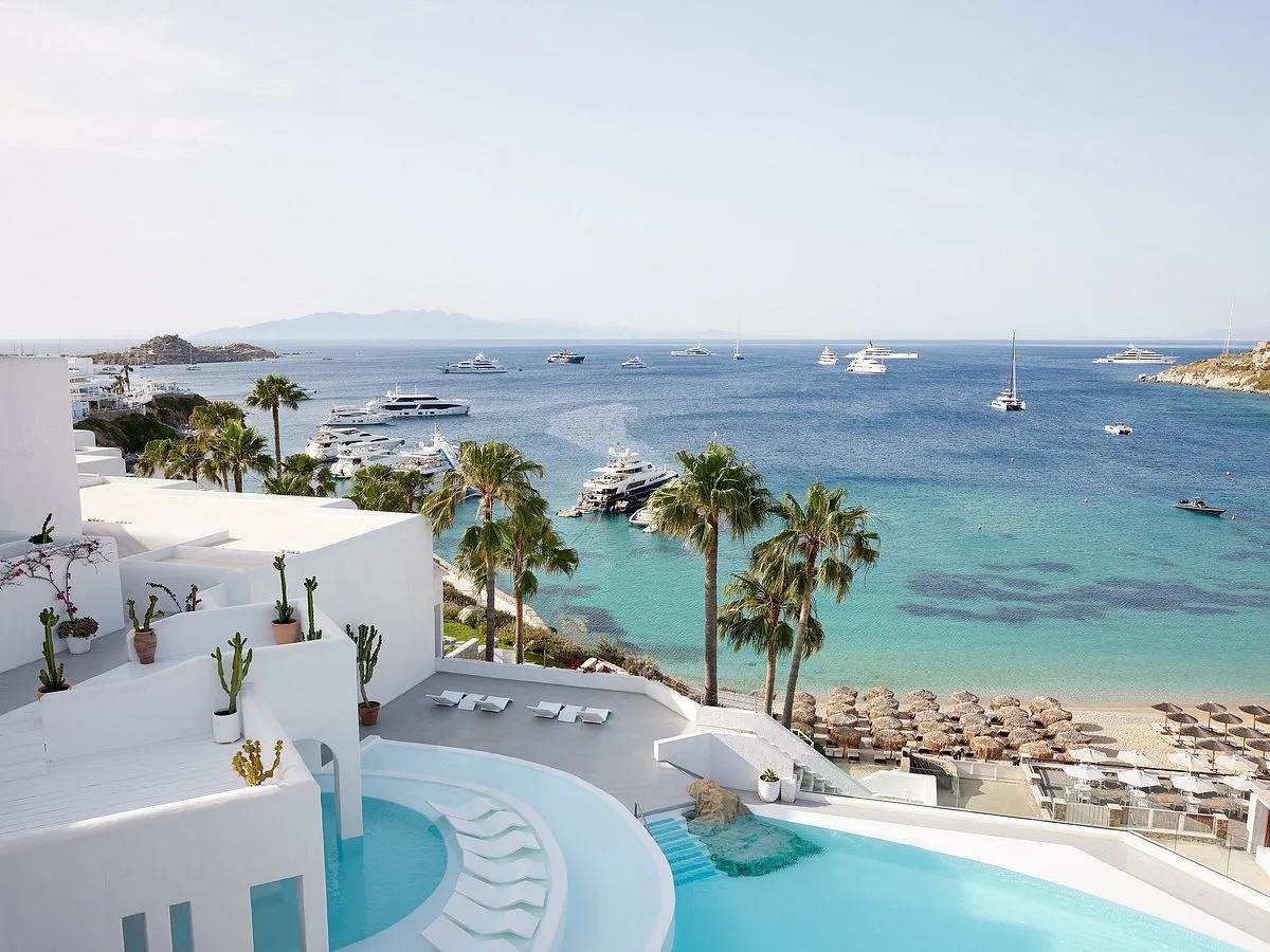 Psarou Beach Resort View, Mykonos, Greece